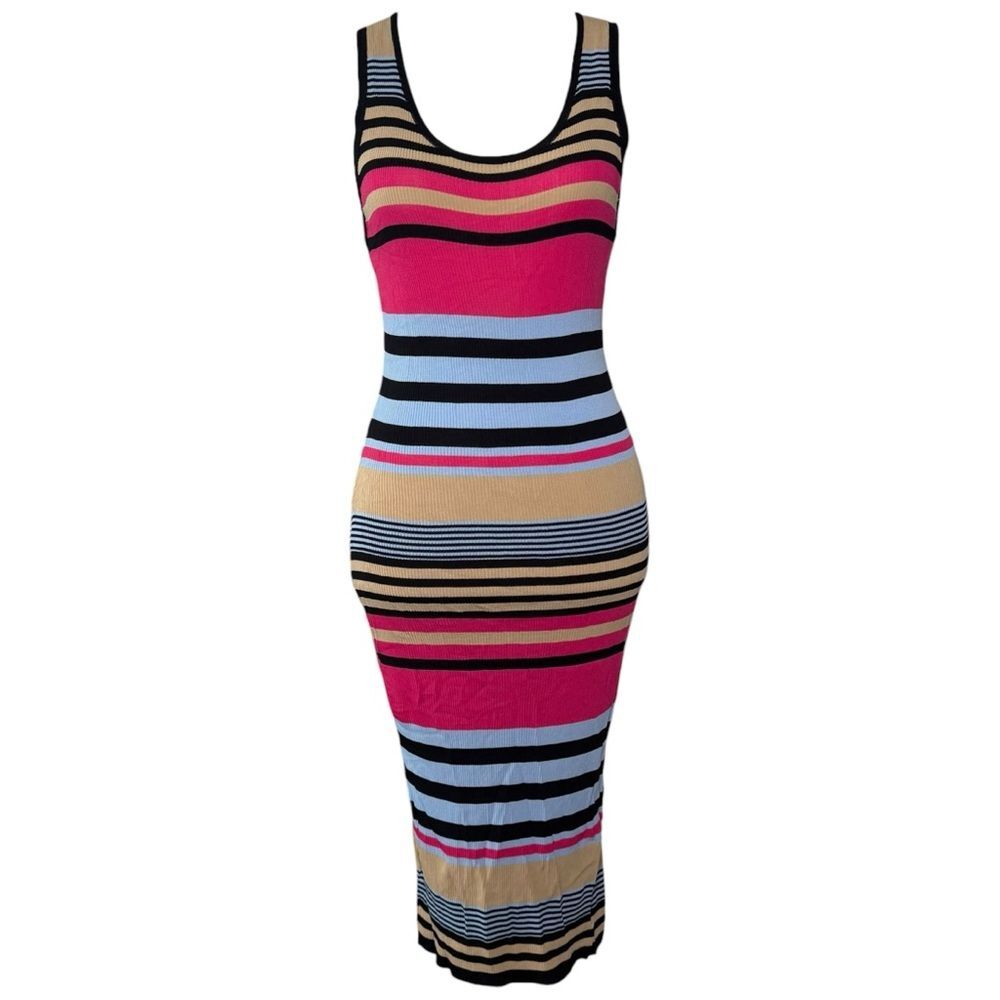 |NWT| EE:SOME Stretchy Ribbed Striped Body-Con Midi Dress